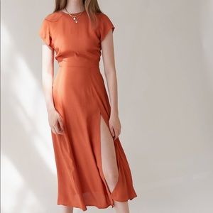 UO Lindsay Cap Sleeve Open Back Midi Dress